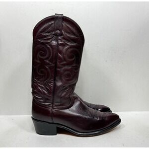 Acme Western Cowboy Boots Burgundy Leather Men's Size 8 Extra Wide
